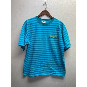 Vintage Enterprise Shirt Flags Boat Graphic Logo Striped Blue Tee 90s 1990s XL